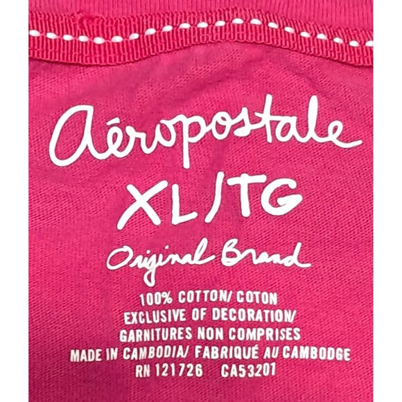 Aeropostale Womens Juniors T Shirt XL Spellout Pink Embroidered 100% Cotton - Picture 2 of 9
